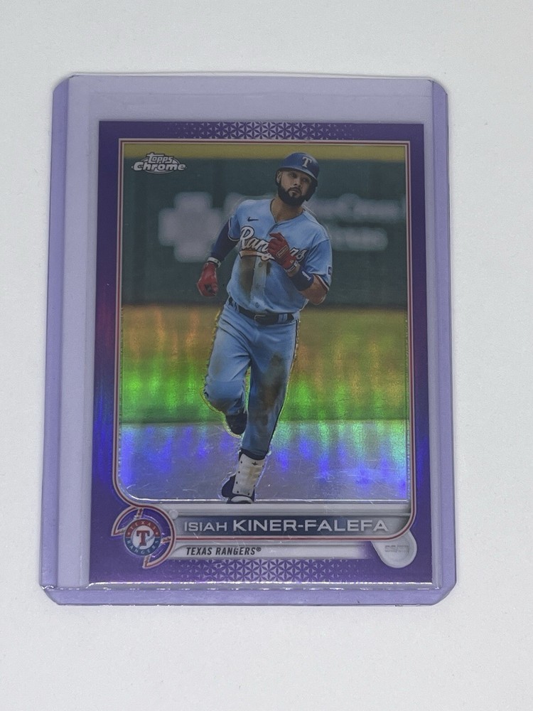 2022 Topps Chrome Isiah Kiner-Falefa #192 Purple Refractor 230/250 Rangers Baseball Card  