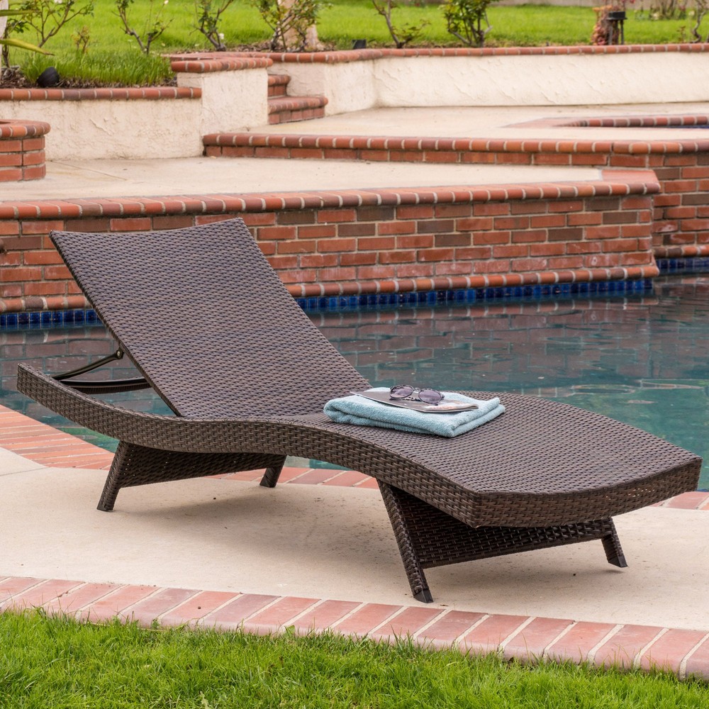 Kauai PE Wicker Patio Chaise Lounge Recliner for Outdoor Relaxation  