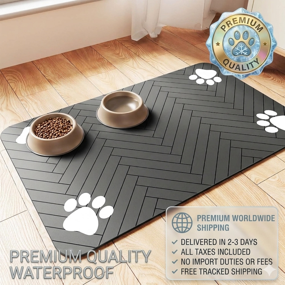 Pet Feeding Mat Absorbent Dog Cat Placemat Waterproof Rubber Food Bowl Mat...