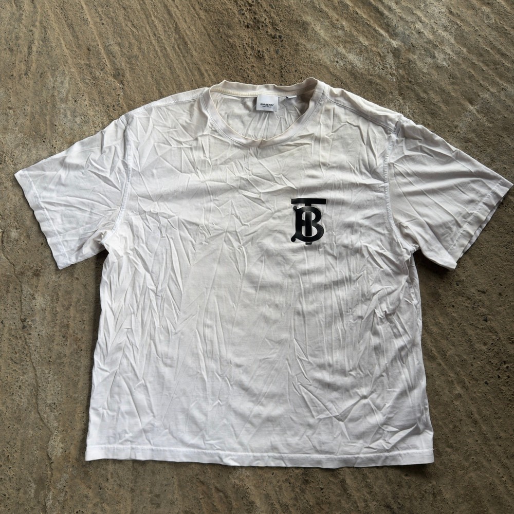Burberry London England T-Shirt Men's Luxury Big Logo Classic Oversized Size M
