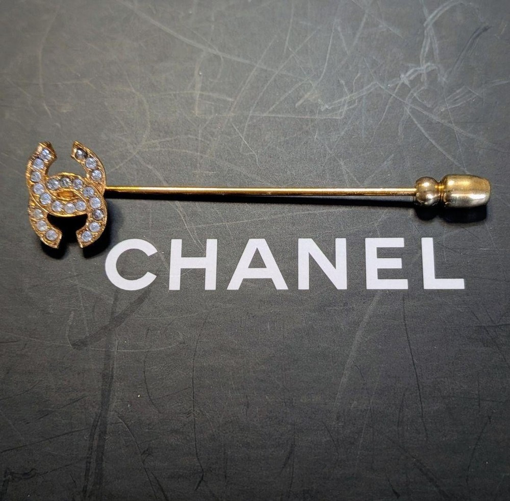 CHANEL Rhinestone COCO Mark Brooch pin Gold Plated Women Authentic from Japan JP