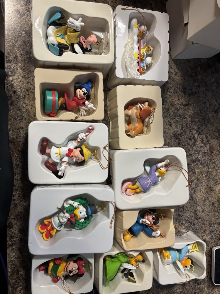 Grolier Disney Christmas Ornaments Lot Of  11 With Original Boxes And Packaging