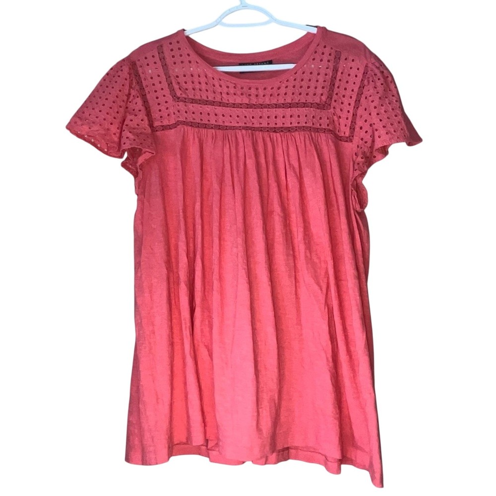 Lane Bryant Pink Short Sleeve Blouse with Embroidery Size 18/20
