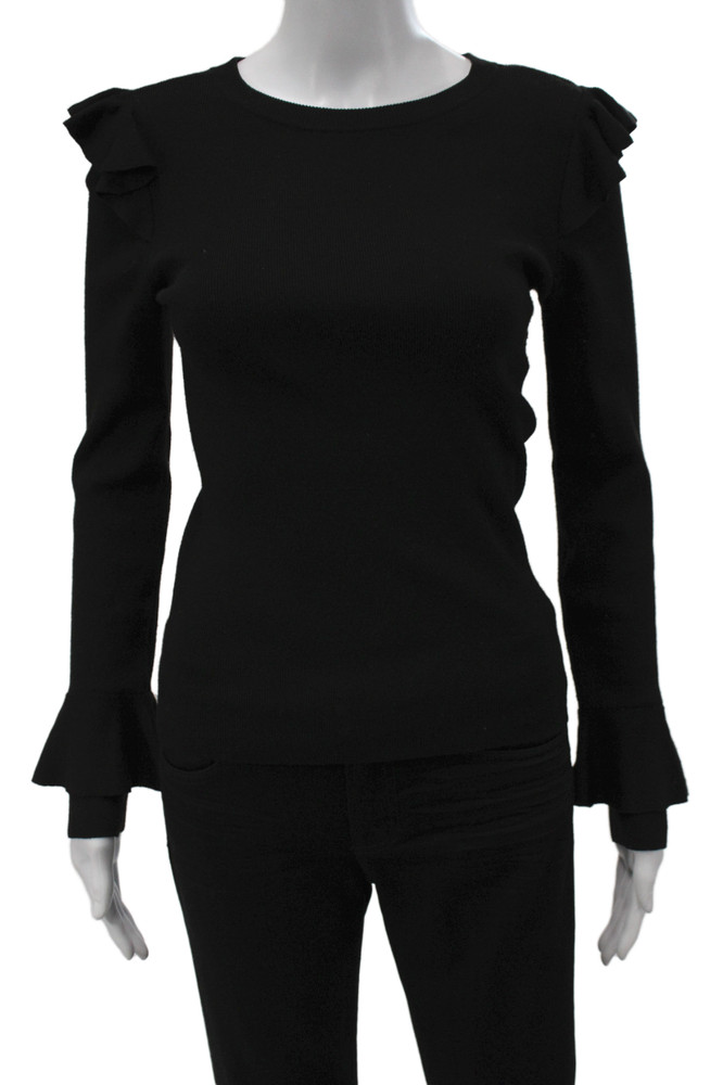 Alice + Olivia Womens Black Crew Neck Long Sleeve Sweater Designer Size MFree Shipping in US $100+ Orders | $6.95 Orders Below