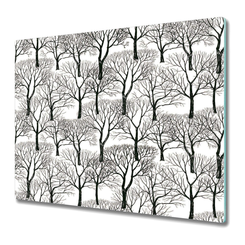 Glass Chopping Cutting Board Trees nature forest woodland woods oldshool art