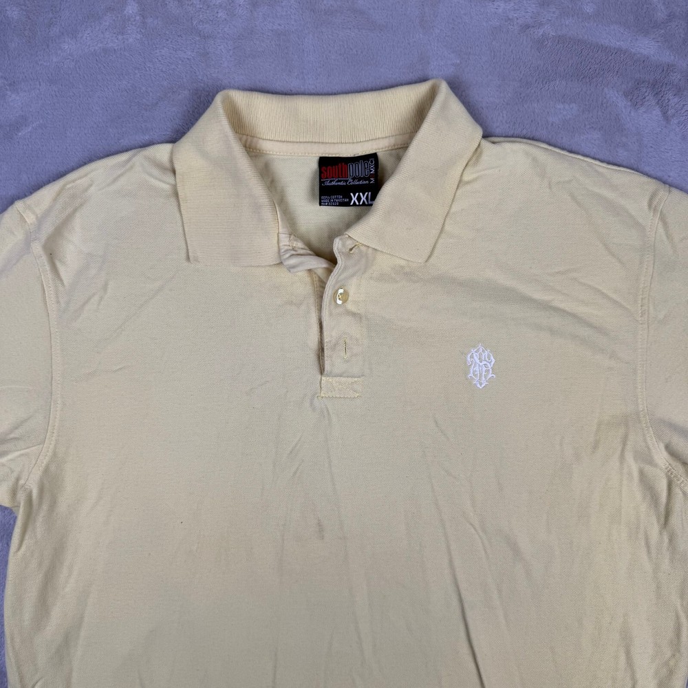 Men’s Southpole Authentic Collection Vintage Yellow Polo 2XL Shirt Embroidered