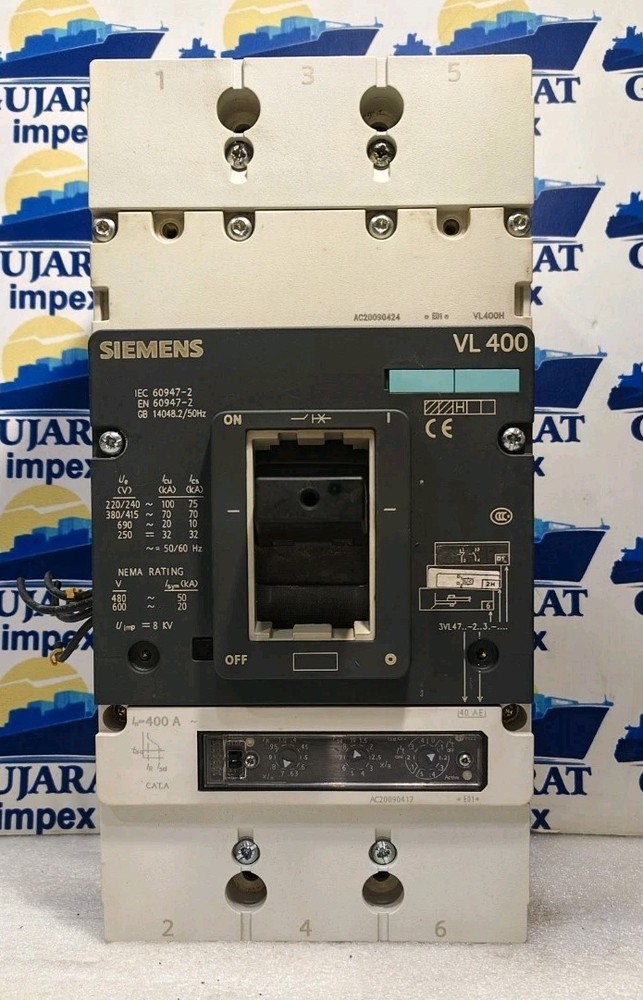 SIEMENS VL 400 400Amp 70-KA 3-POLE 3VL9440-6AE30 CIRCUIT BREAKER BEST  CONDITION