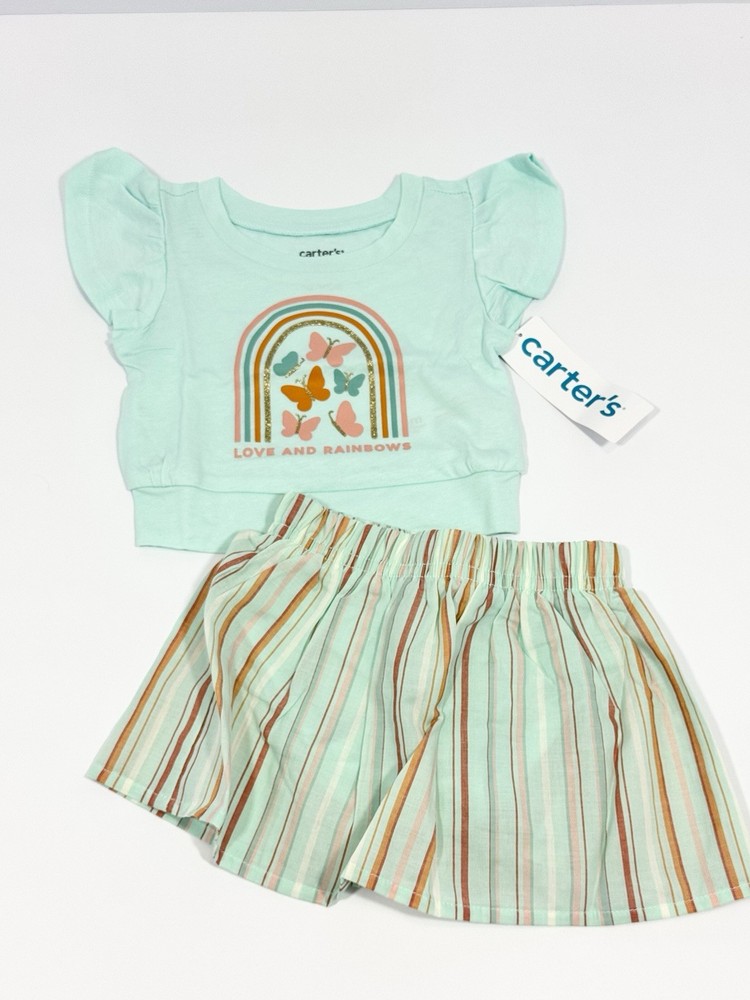 Carters Baby Girls Mint Green 2-Piece Skirt Outfit Size 3 Months NWT
