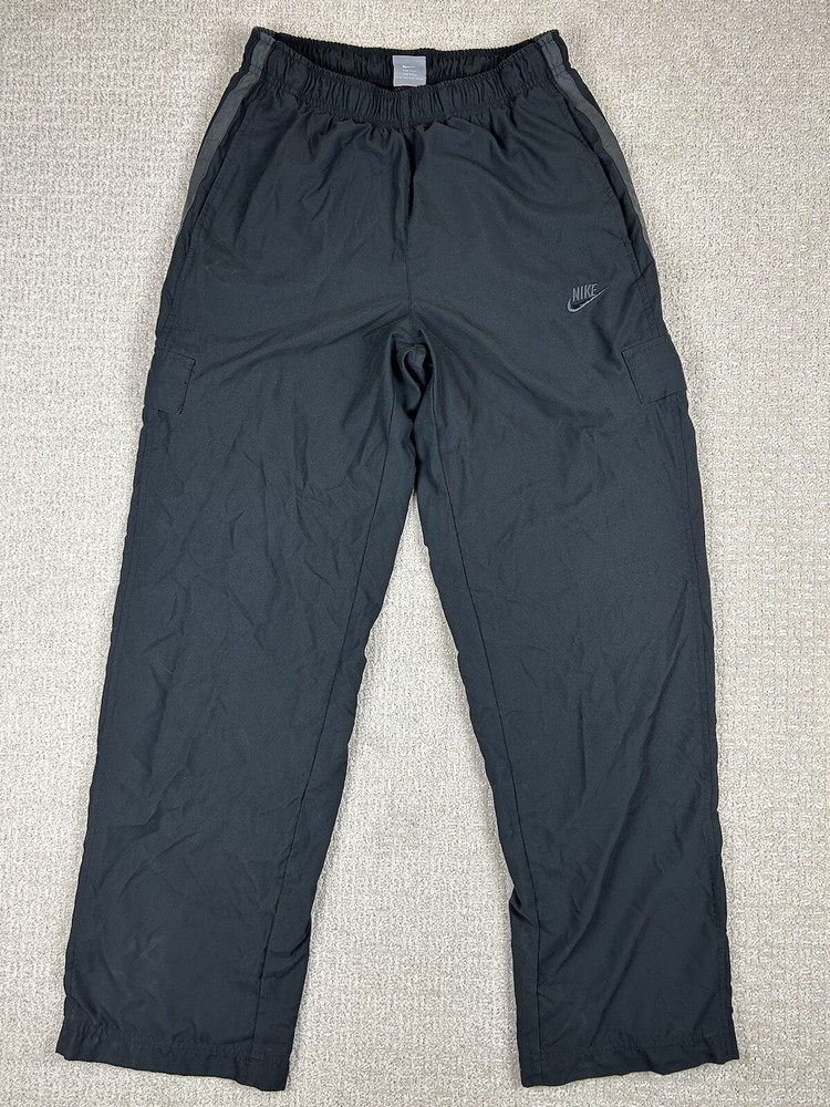 Vintage Nike Track Pants Mens M Cargo Pocket Drawstring Gray Straight 90s Y2K