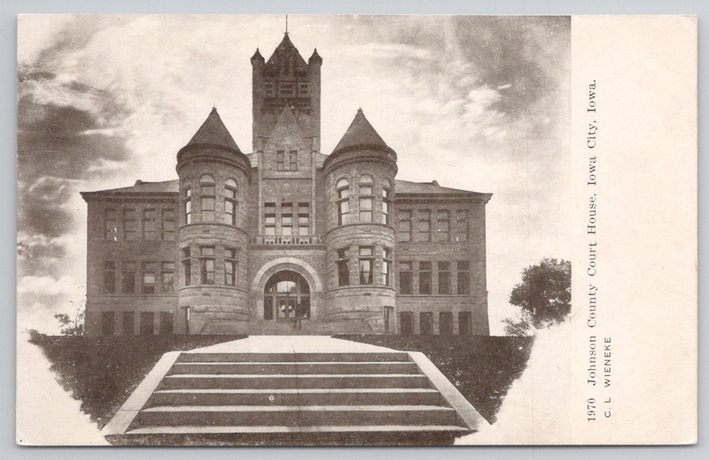 Johnson County Court House Iowa City IA Postcard Pearson-Ullberg Early 1900s