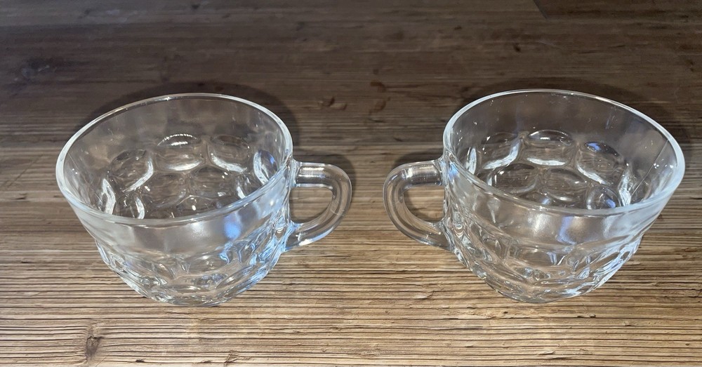Vintage Clear Punch Glass Set of Two 2.5 Tall 3 Wide