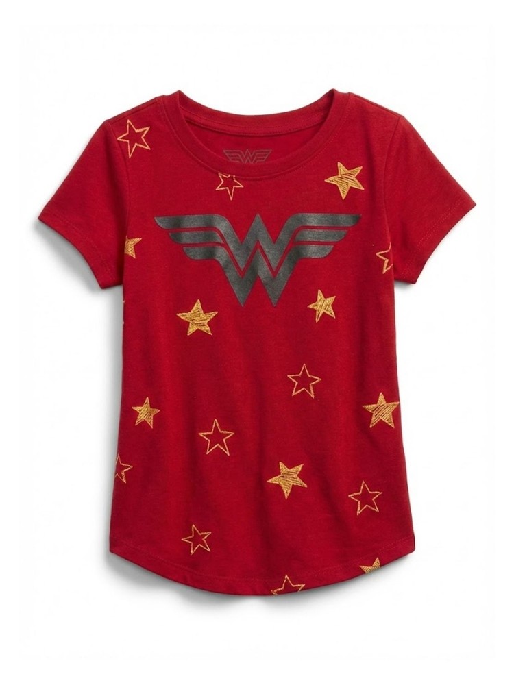DC Comics Wonder Woman Girls’ Logo Graphic T-Shirt, Short Sleeve, Red, Size 4-16