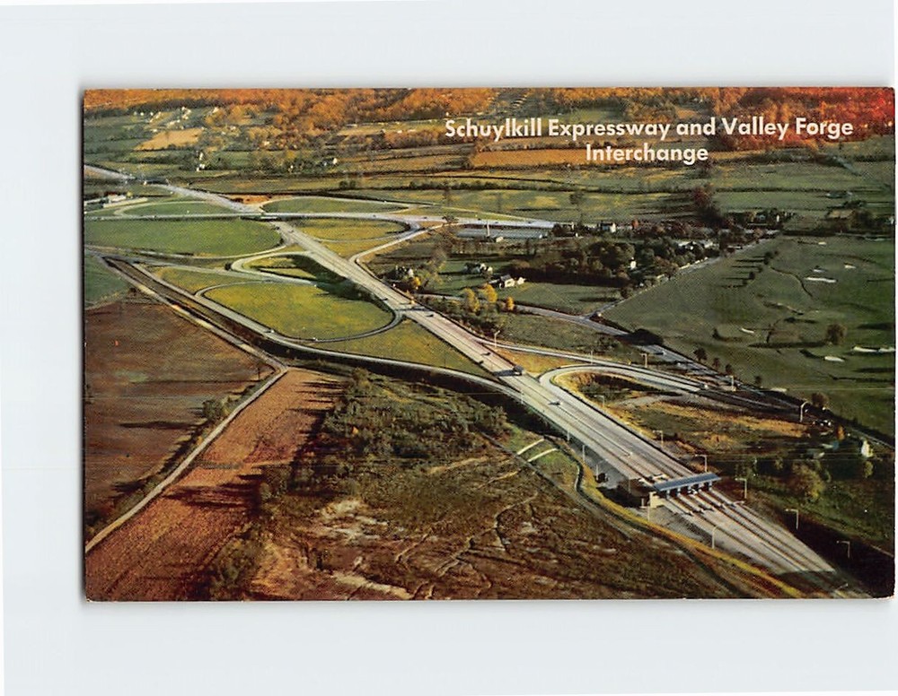 Postcard Schuylkill Expressway & Valley Forge Exchange, Pennsylvania Turnpike