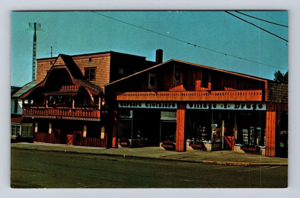 Sugarcreek OH-Ohio, Village Drug Store, Gerber's Clothiers, Vintage Postcard
