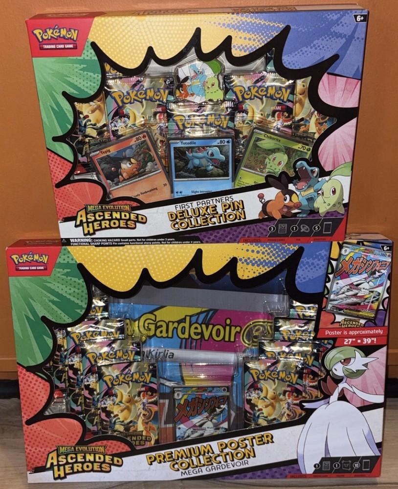 Pokémon TCG Ascended Heroes Poster Plus Pin Collection Brand New In box Lot Of 2