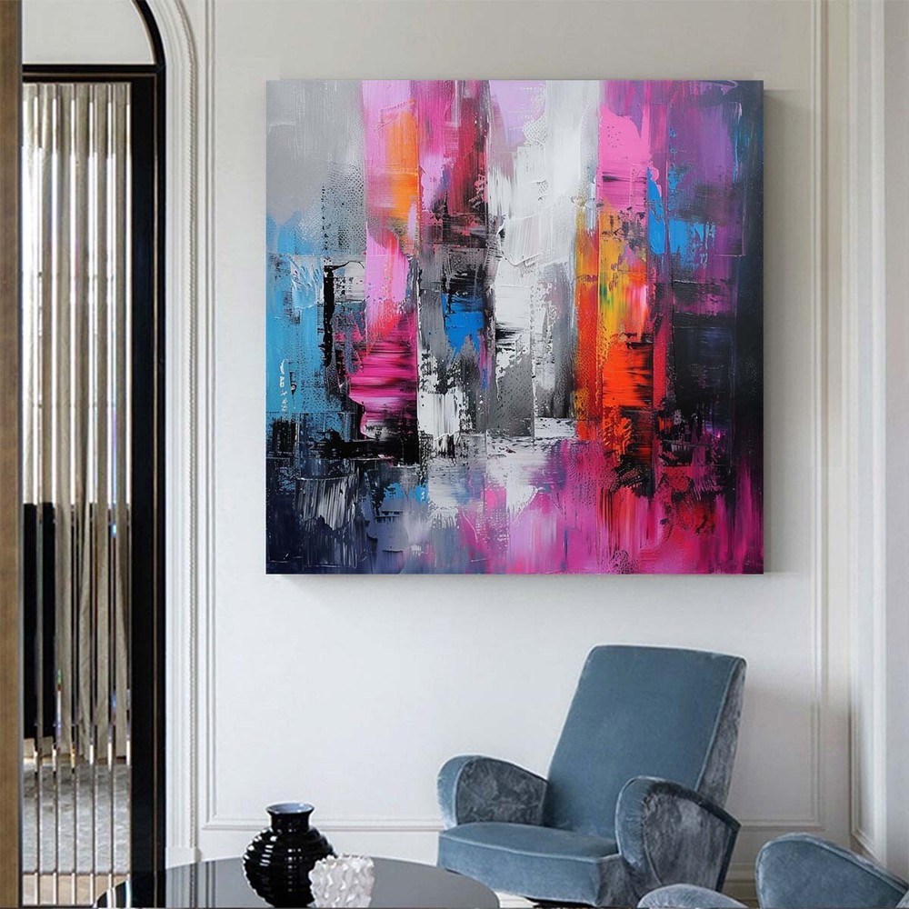 Pure Hand-painted Modern Decorative city Painting Abstract Texture Oil Painting