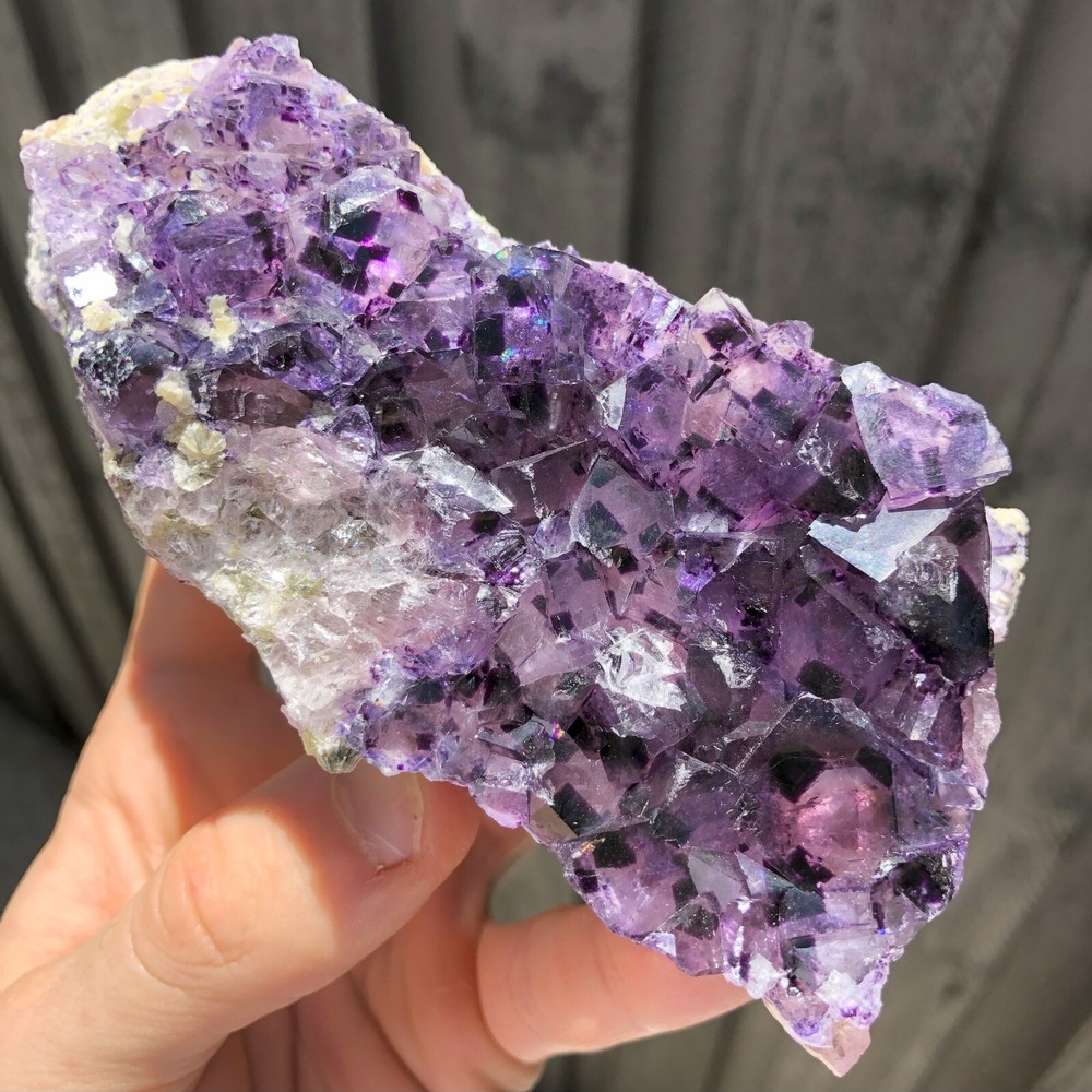 12.5cm Purple Phantom Fluorite Cluster from Yindu Mine China