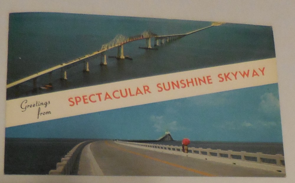 1 Greetings Spectacular Sunshine Skyway Florida Postcard Pinellas Manatee VTG