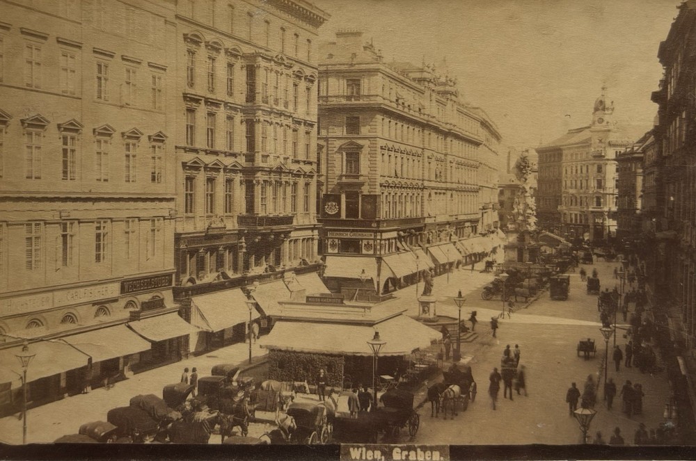 Austria, Vienna, Rue Graben, original period print, circa 1865 »