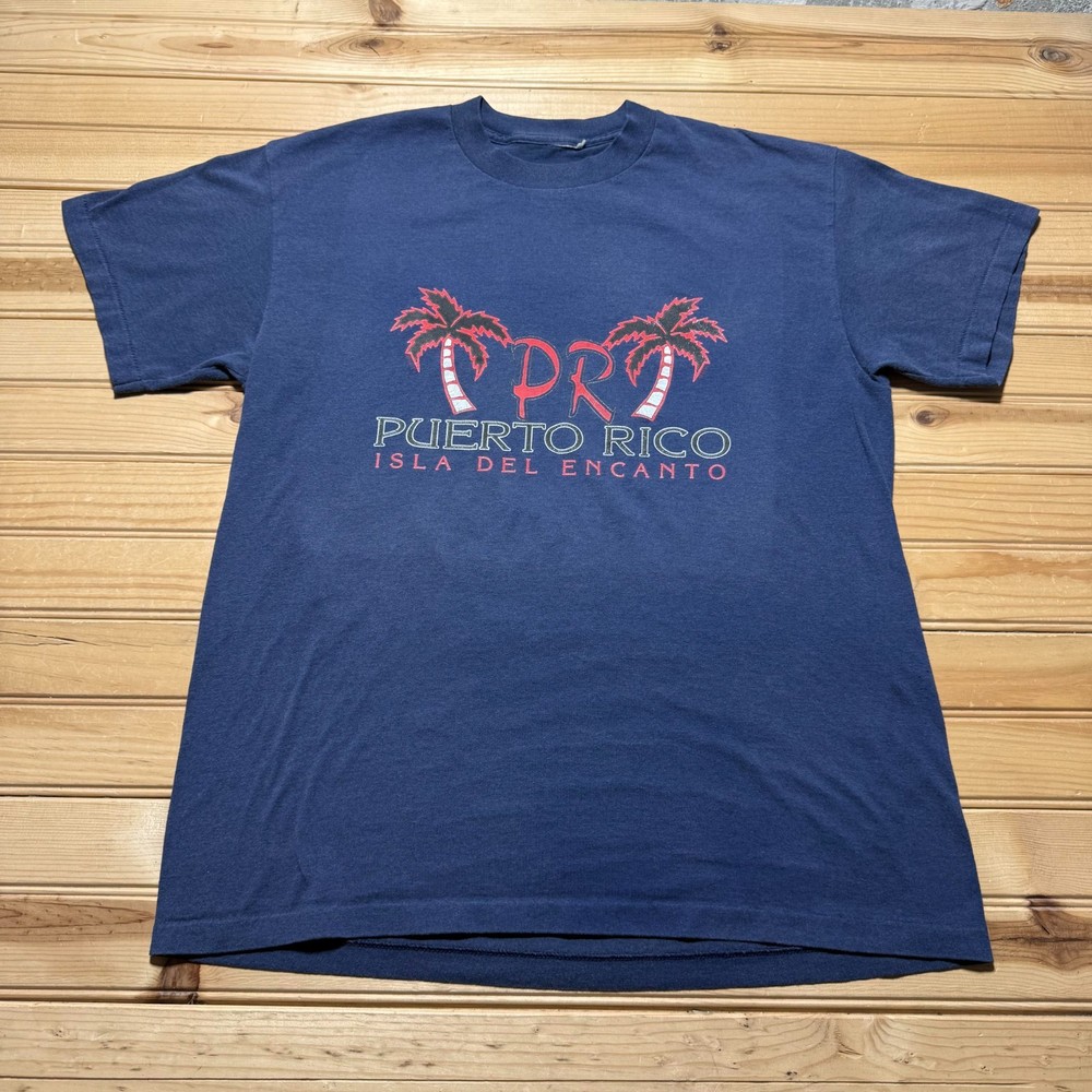 Vintage 90s Puerto Rico Isla Del Encanto Beach Tropical Souvenir T-Shirt - Large