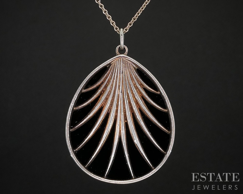 Sterling Tiffany & Co. Paloma Picasso Villa Palm Onyx Necklace 15g 30
