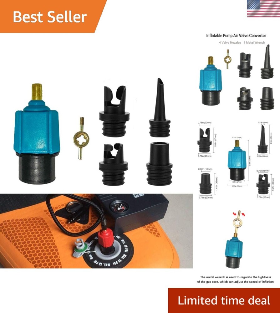 High-Pressure SUP Pump Valve Adapter with 4 Air Nozzles for All Inflatable Gear