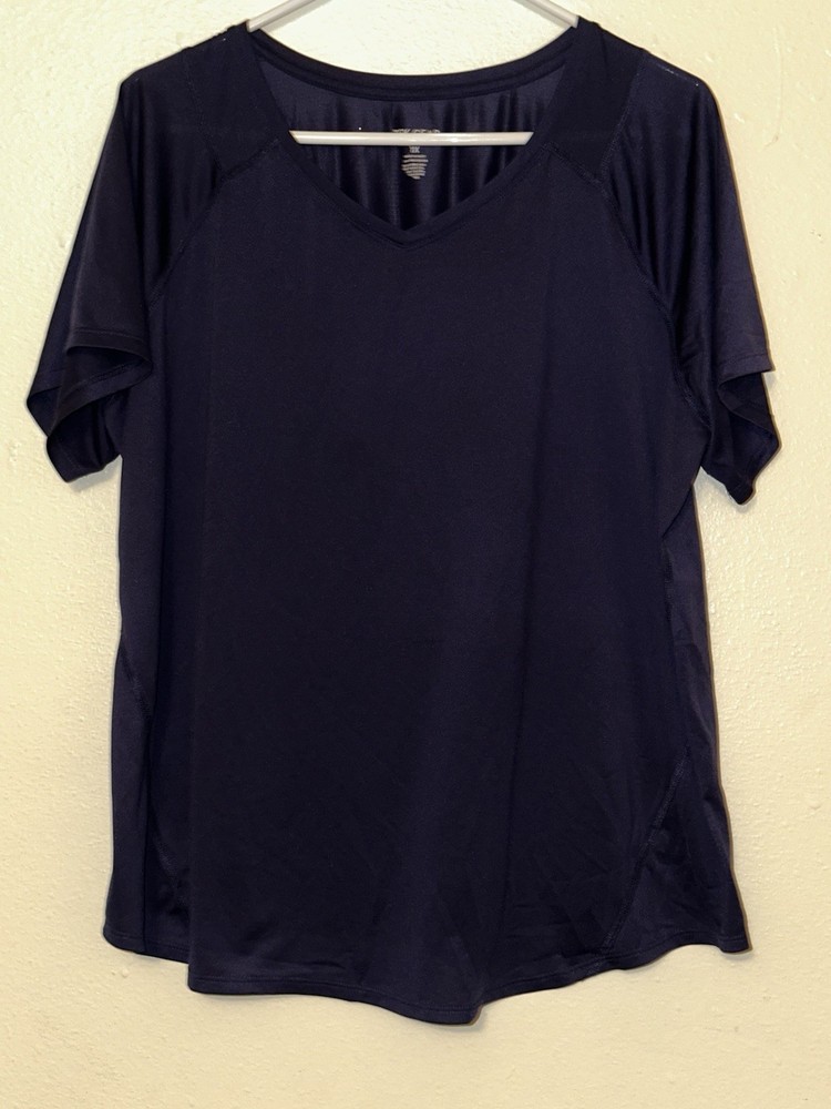 Tek Gear Women's Plus 1X Navy Short Sleeve T-Shirt Moisture Wicking
