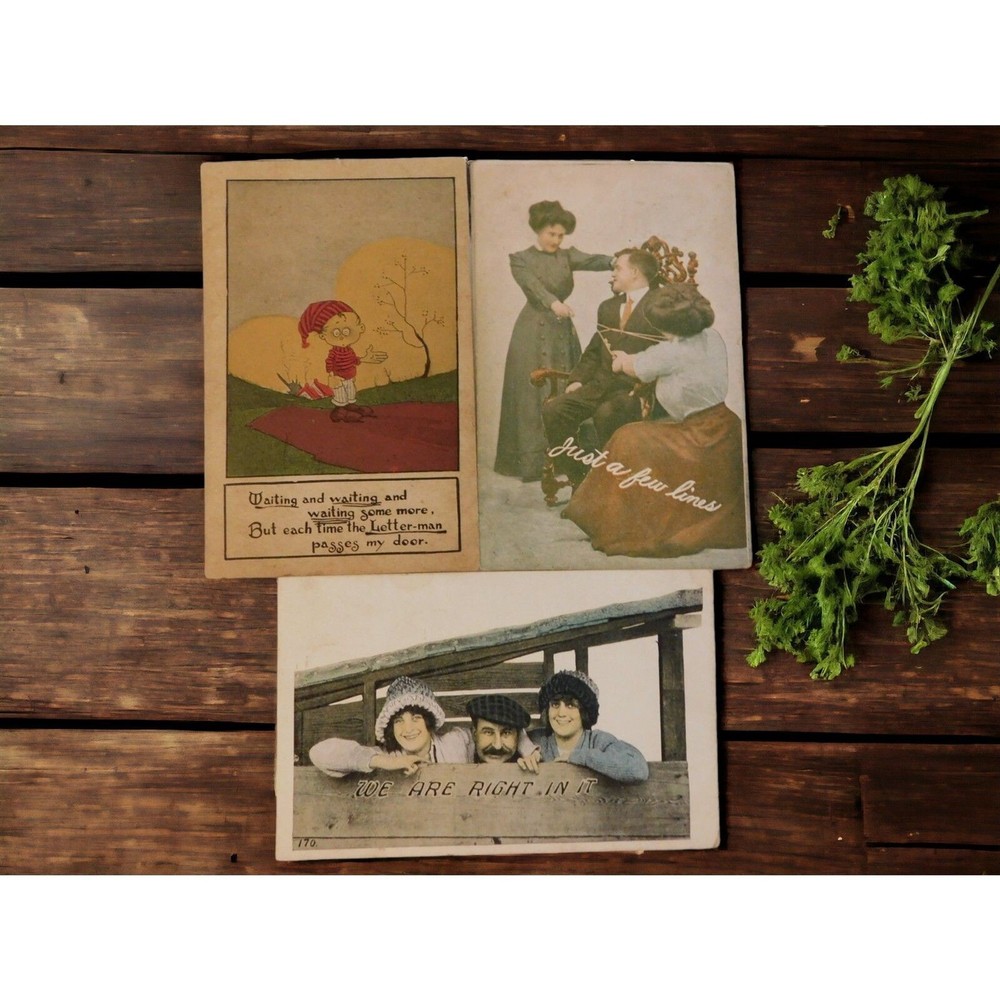 Postcards Humorous Vintage Early 1900's Set of 3