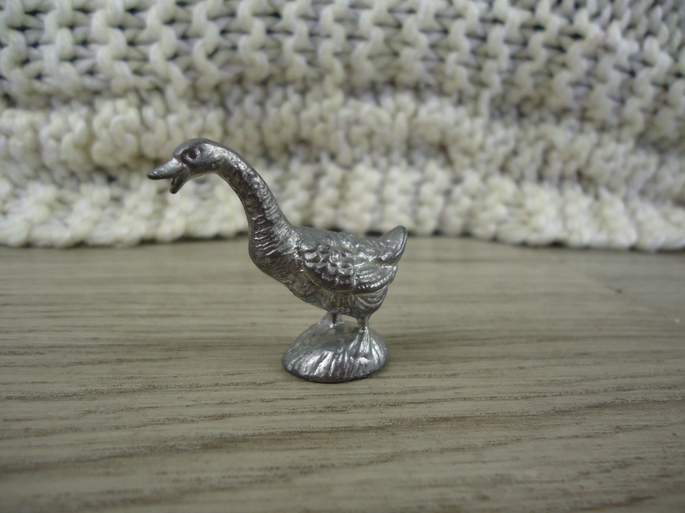Pewter Goose Duck Bird Figurine Mini Decoration 1.25