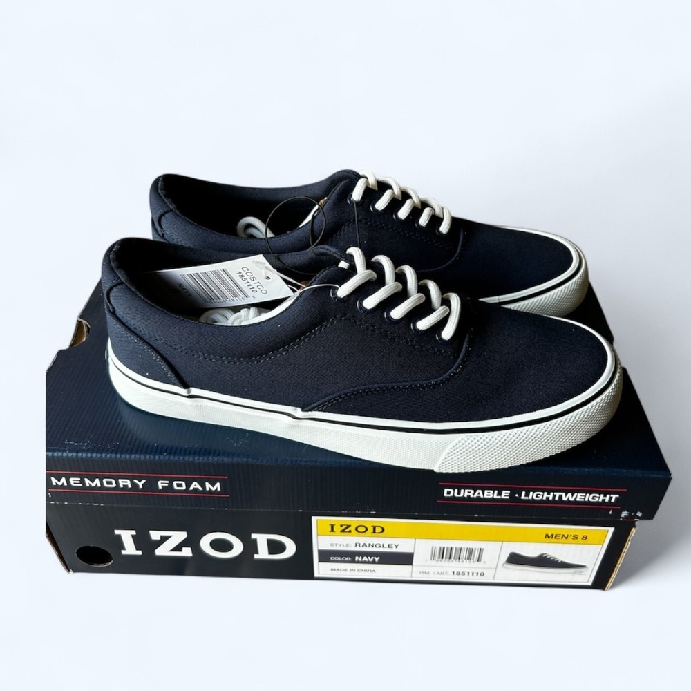 Izod Rangley Men's Lace Up Casual Canvas shoe Memory Foam Navy size 8