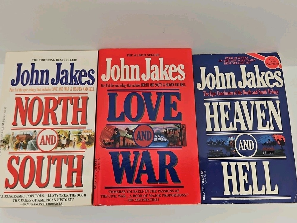 John Jakes Lot 3 PB Complete North and South Love War Heaven Hell 1st Printings