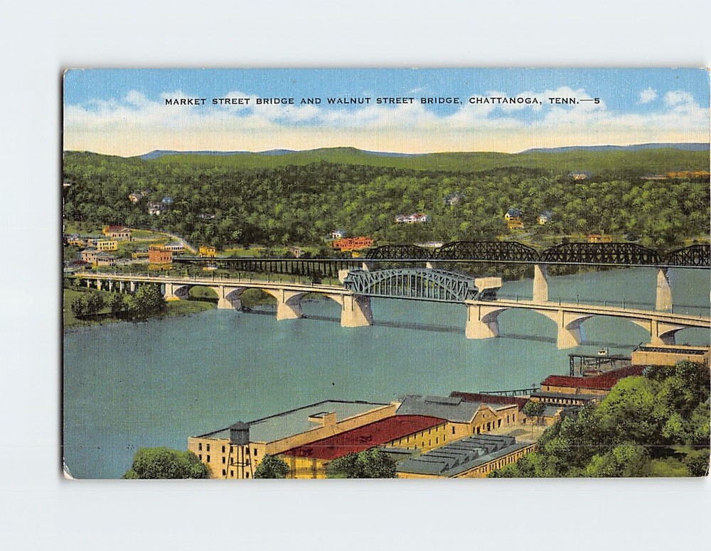 Postcard Market Street Bridge And Walnut Street Bridge Chattanooga Tennessee