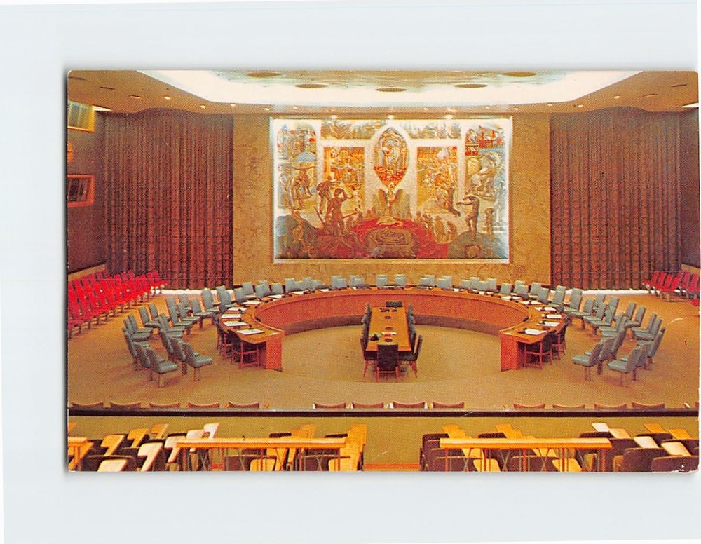 Postcard United Nations Security Council Chamber NYC New York City USA America