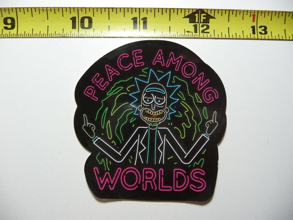 Colorful Neon Peace World Cartoon Sticker Decal Fun Design