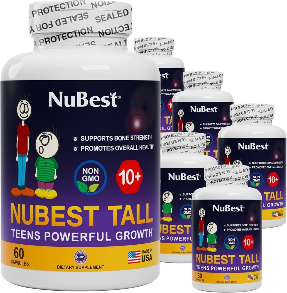 Premium Natural Growth Supplements for Children 10+ - 6 Pack of Tall 10+ Pills