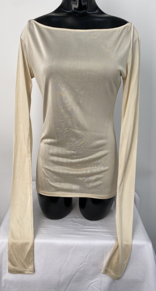 Helsa Womens Top Blouse Champagne Beige Size XS Slinky Jersey Off The Shoulder