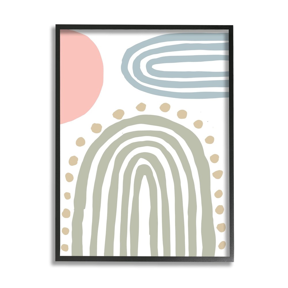 Abstract Rainbow Sky Pink Sun Polka Dots Design by Elizabeth Medley Black-image