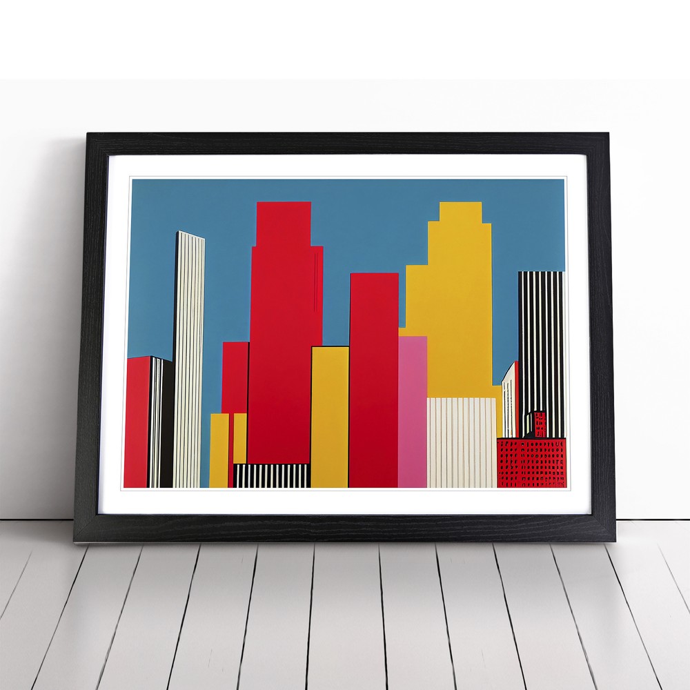 Skyscraper Skyline Pop Art Abstract Wall Art Print Framed Canvas Picture Poster