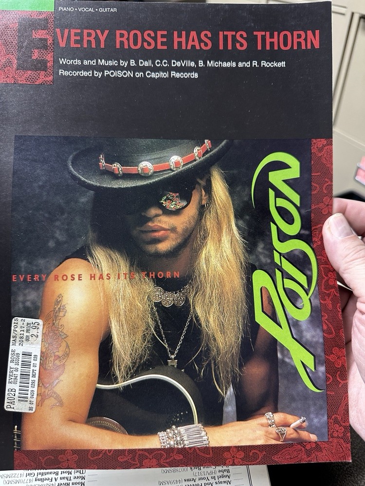 G 1988 POISONSheet Music NM EVERY ROSE HAS IT’S THORN