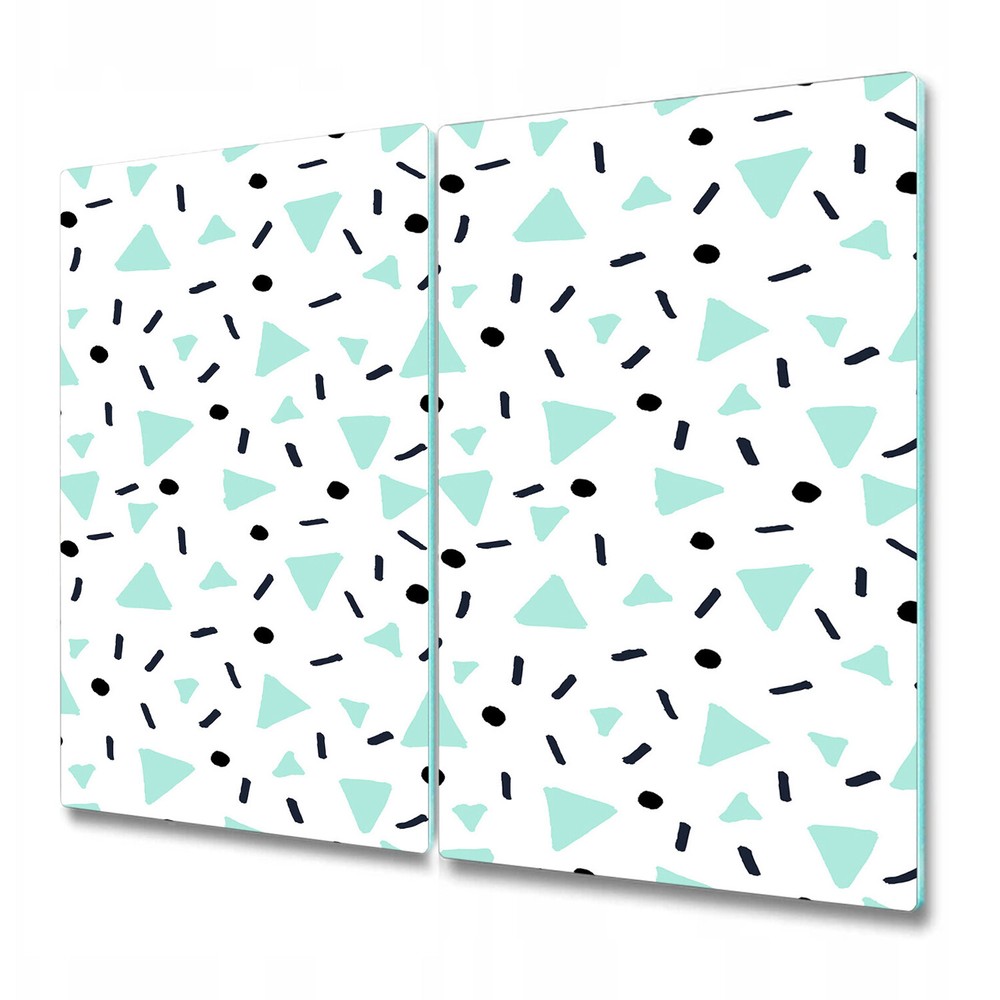 Glass Induction Ceramic Hob Cover Hand drawn retro blue and black 2x30x52