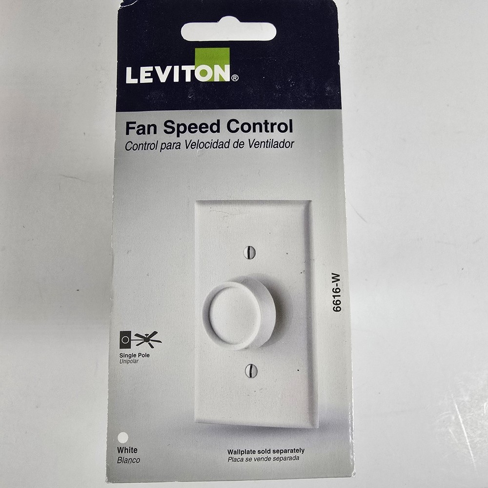 LEVITON Fan Speed Control Full Range, Single Pole White Round 6616-W