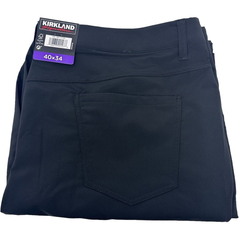 Kirkland Signature Chino Pants Mens 40X34 Black Performance 5 Pocket Stretch