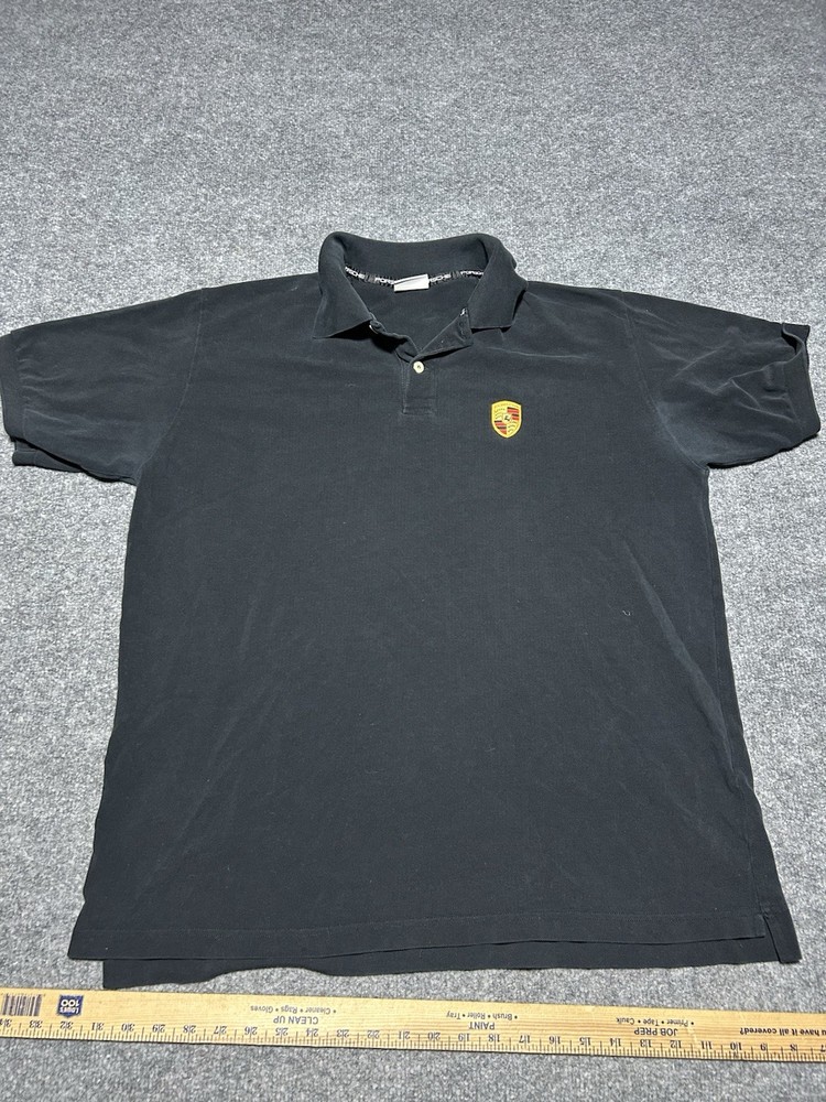 Porsche Black Polo T Shirt Size Xl Slight Discoloration Shown