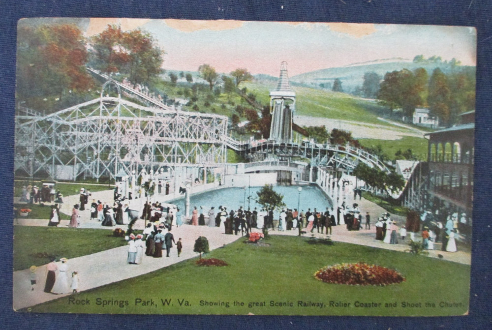 ca1910 Rock Springs Park West Virginia Amusement Park Roller Coaster Postcard