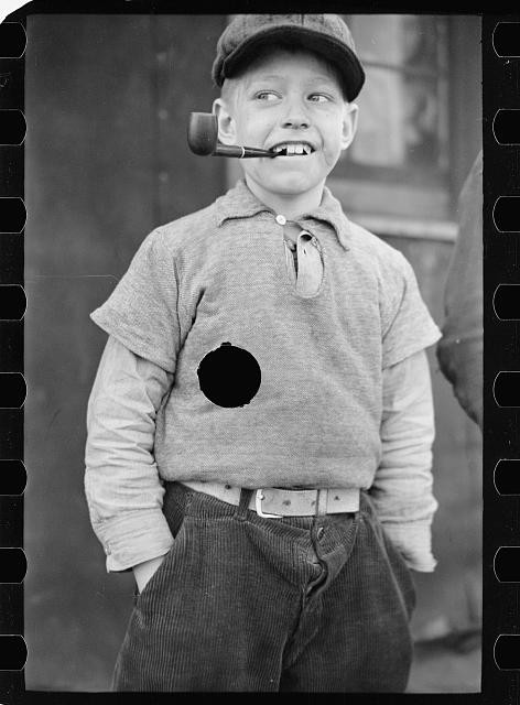 Photo:Boy with Pipe 1930s Portrait Black and White Photo
