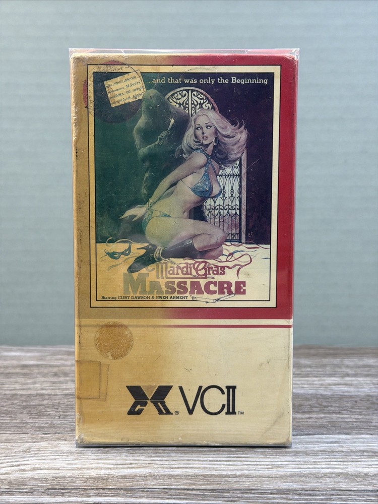 VHS — MARDI GRAS MASSACRE — 1983 VCII • Full Box / Flaps Tested