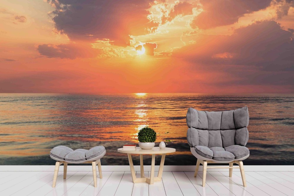 3D Sky Clouds Sea Sunset Landscape Wall Murals Wallpaper Murals Wall Sticker