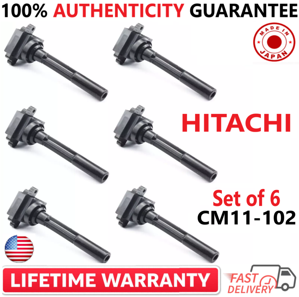 x6 OEM HITACHI Ignition Coils For 1998-01 Isuzu Honda Acura 3.2 3.6L V6 CM11-102