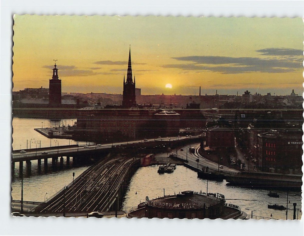 Postcard View over Riddarholmen and the City Hall Stockholm Sweden