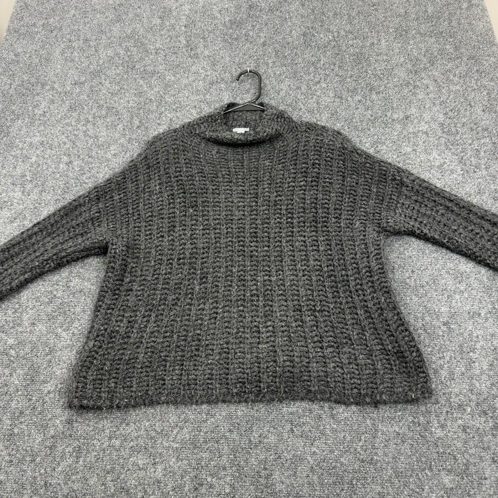 Aerie Sweater Women S Gray Wool Alpaca Mock Neck Chunky Knit Oversized Cozy